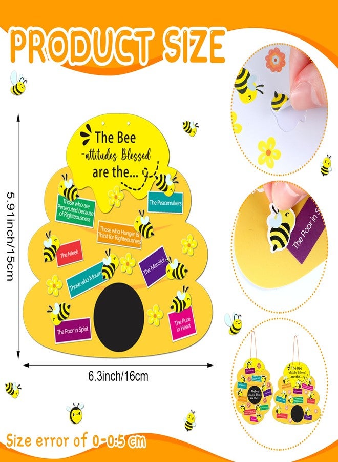 Memorywuu 24 Sets Bee Attitude Sign Craft Kit Beatitudes VBS Sunday School Craft Bee Religious Crafts DIY Christian Bible Kit for Preschool Classroom Home Church School Activities Party Supplies - Image 2